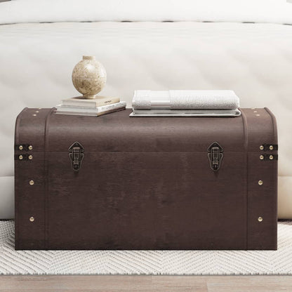 Truhla Se Západkami Tmavě Hnědá 90 X 50 X 39,5 Cm Překližka