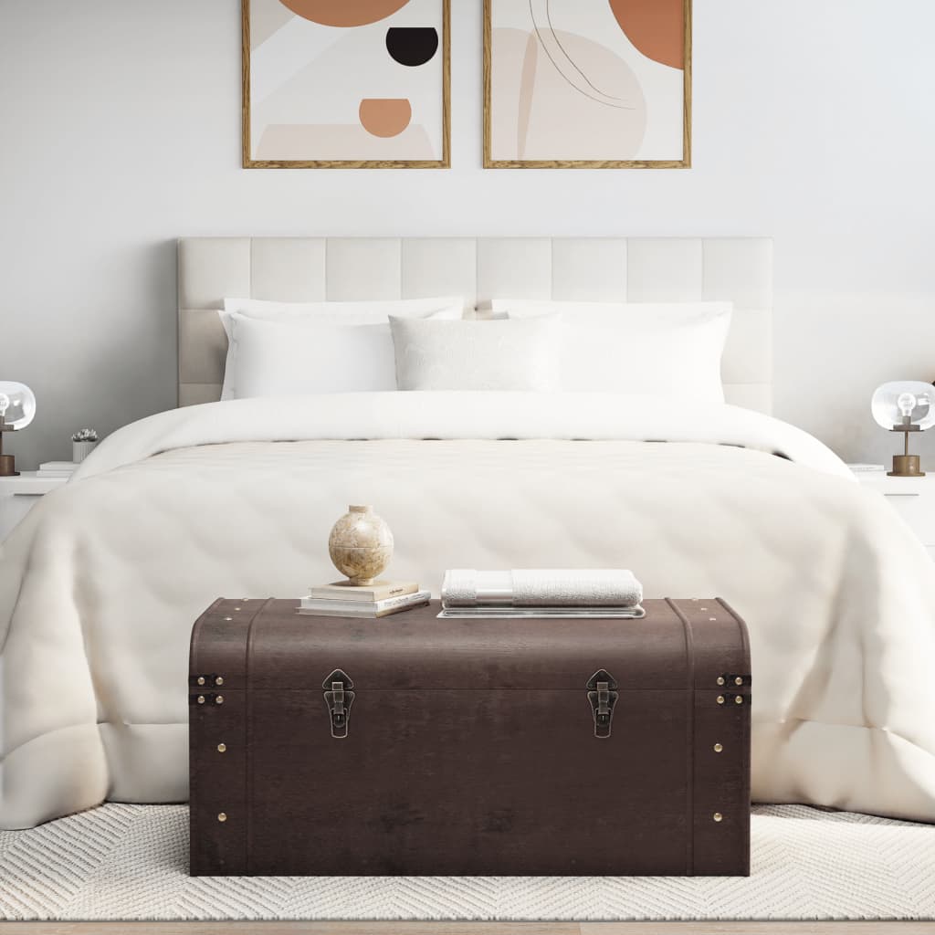 Truhla Se Západkami Tmavě Hnědá 90 X 50 X 39,5 Cm Překližka