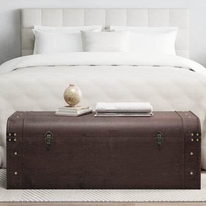 Truhla Se Západkami Tmavě Hnědá 90 X 50 X 39,5 Cm Překližka