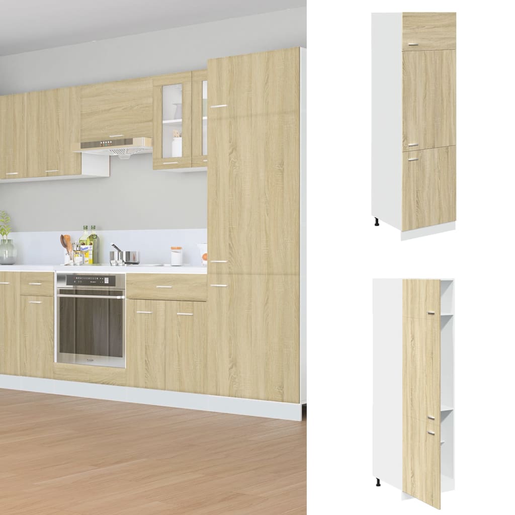 Skříň Pro Vestavnou Lednici 60X57X207 Cm Dřevotříska Dub Sonoma