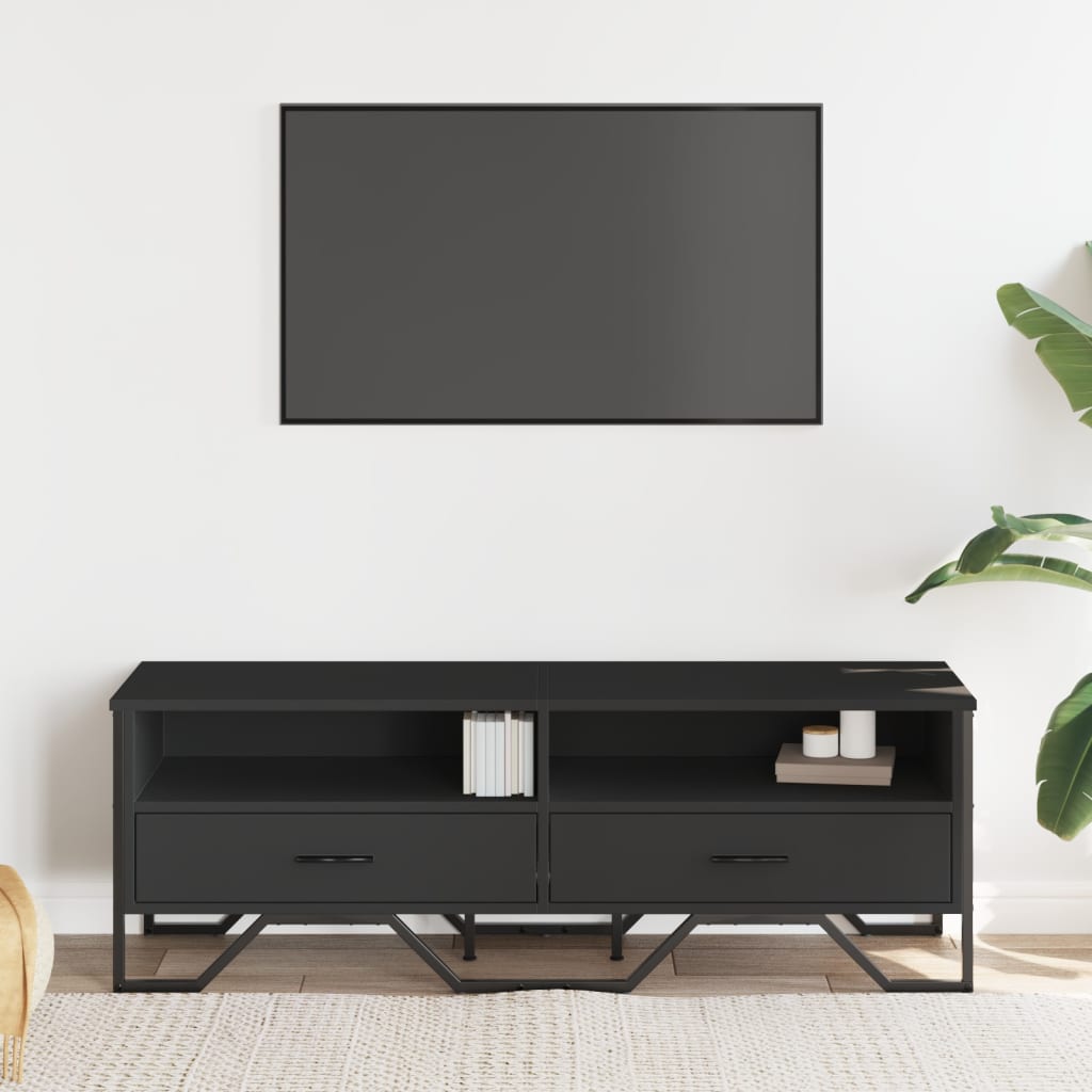 Tv Skříňka Černá 122 X 34 X 41 Cm Kompozitní Dřevo