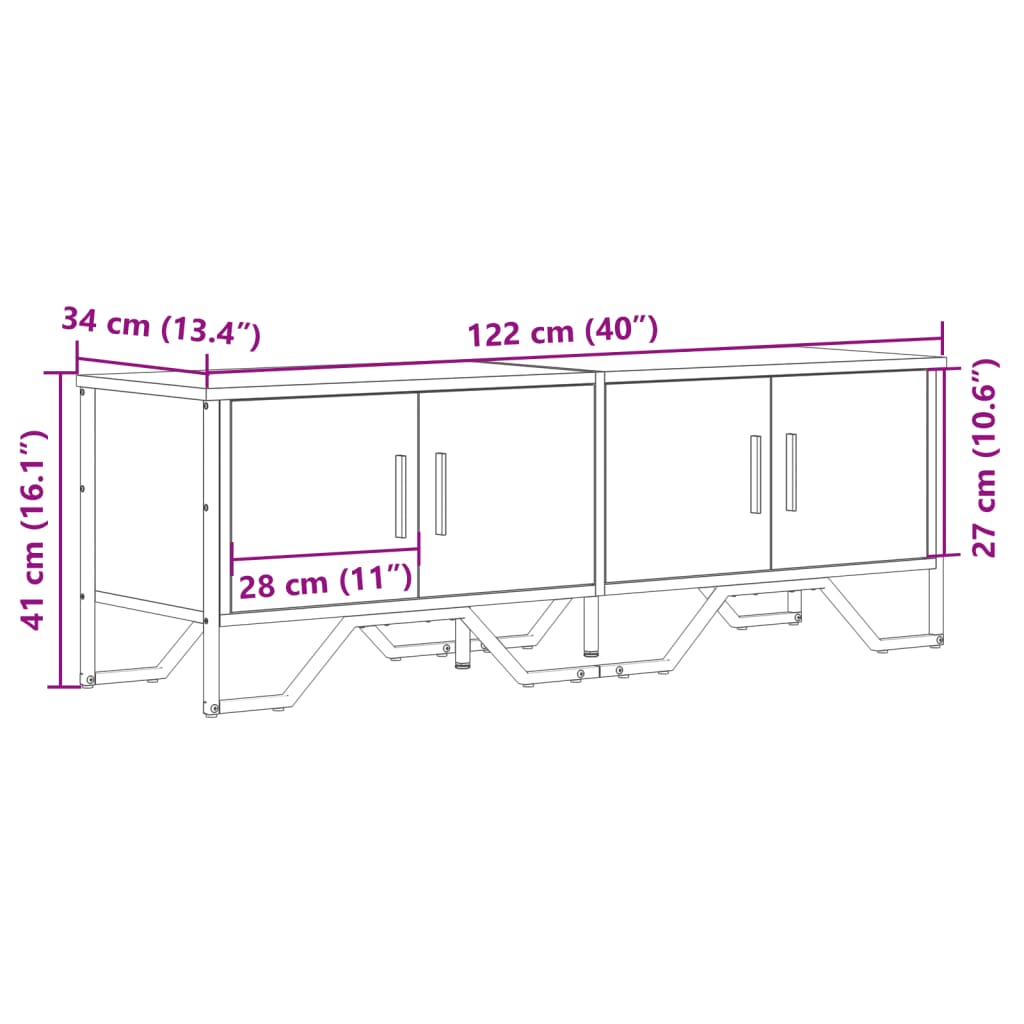 Tv Skříňka 122 X 34 X 41 Cm Kompozitní Dřevo