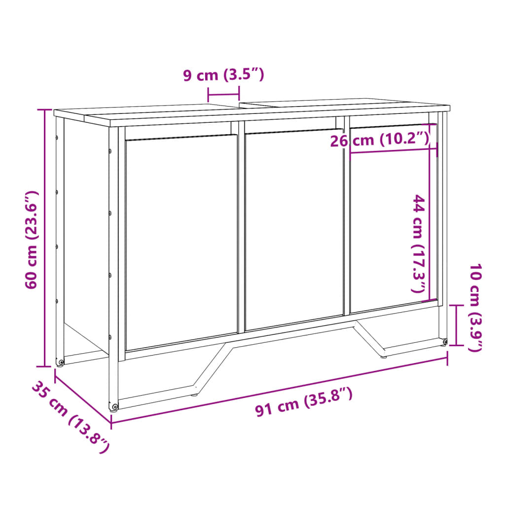 Koupelnová Skříňka Pod Umyvadlo 91X35X60Cm Kompozit