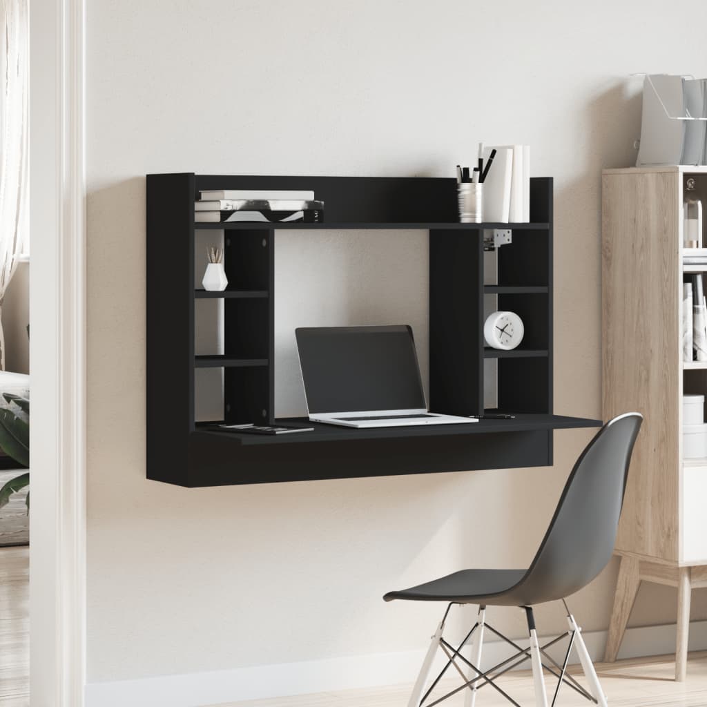 Nástěnný Psací Stůl Černý 105 X 48 X 75 Cm Kompozitní Dřevo
