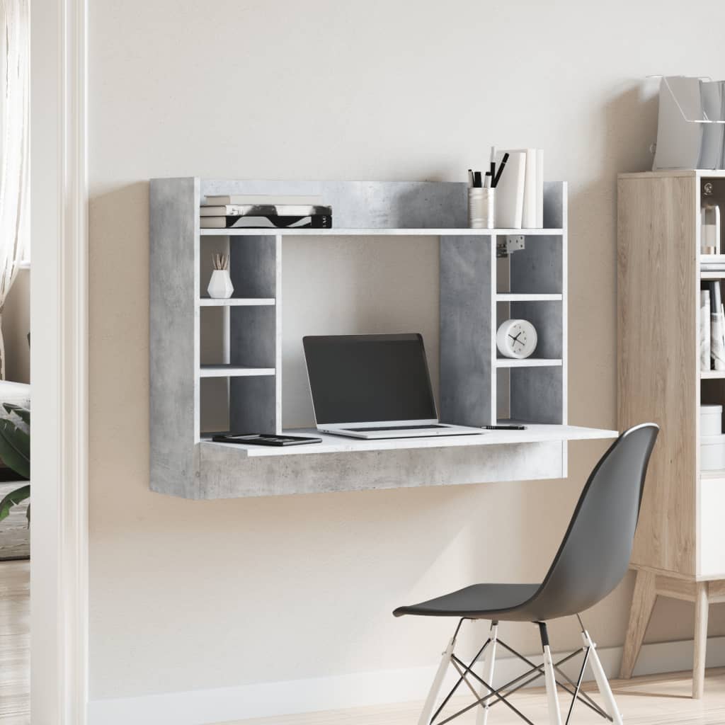 Nástěnný Psací Stůl Betonově Šedý 105X48X75 Cm Kompozitní Dřevo