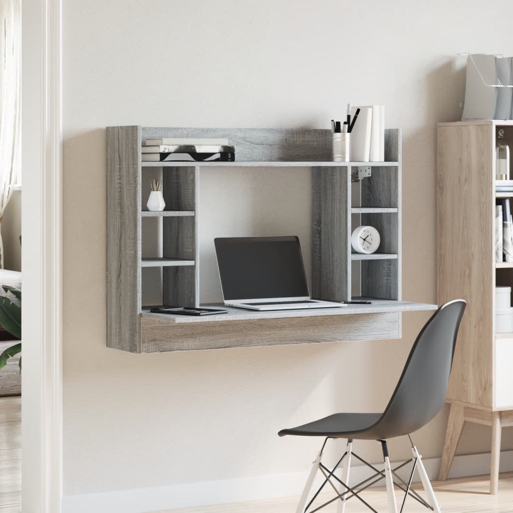 Nástěnný Psací Stůl Šedý Sonoma 105X48X75 Cm Kompozitní Dřevo