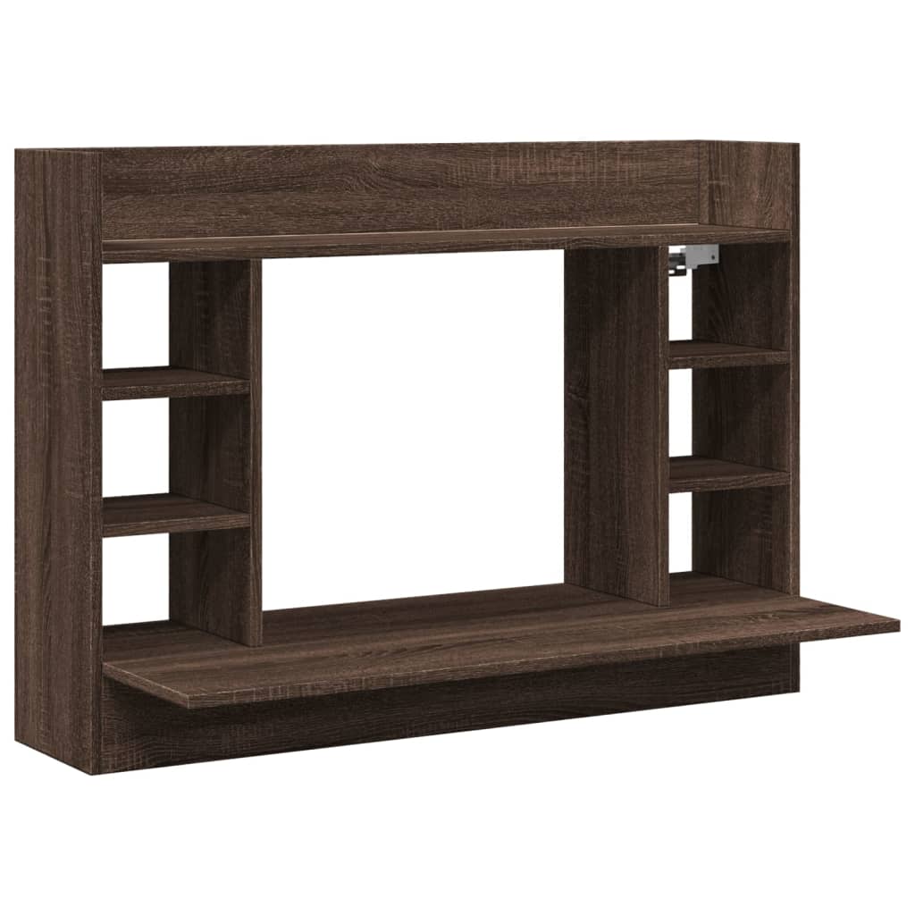 Nástěnný Psací Stůl Hnědý Dub 105 X 48 X 75 Cm Kompozitní Dřevo
