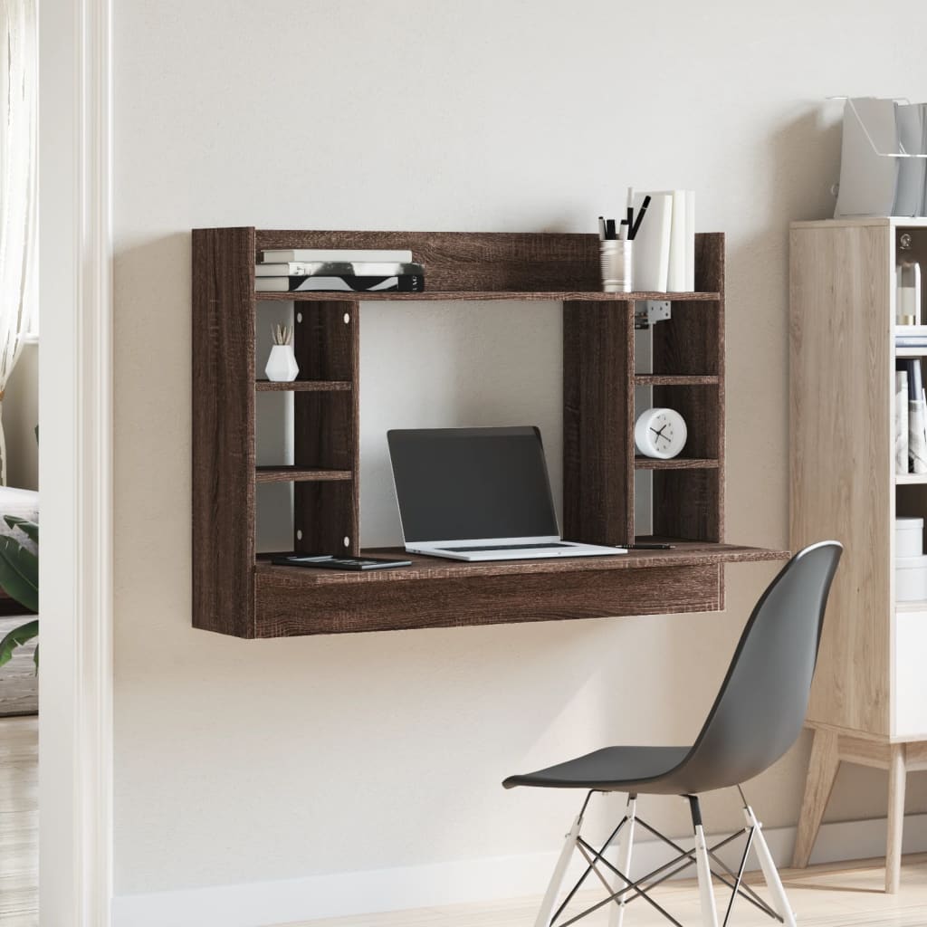 Nástěnný Psací Stůl Hnědý Dub 105 X 48 X 75 Cm Kompozitní Dřevo