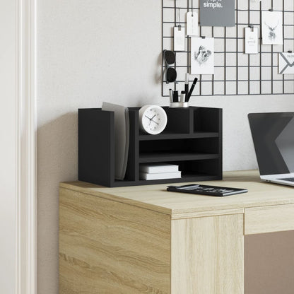 Stolní Organizér Černý 44,5 X 24 X 25 Cm Kompozitní Dřevo