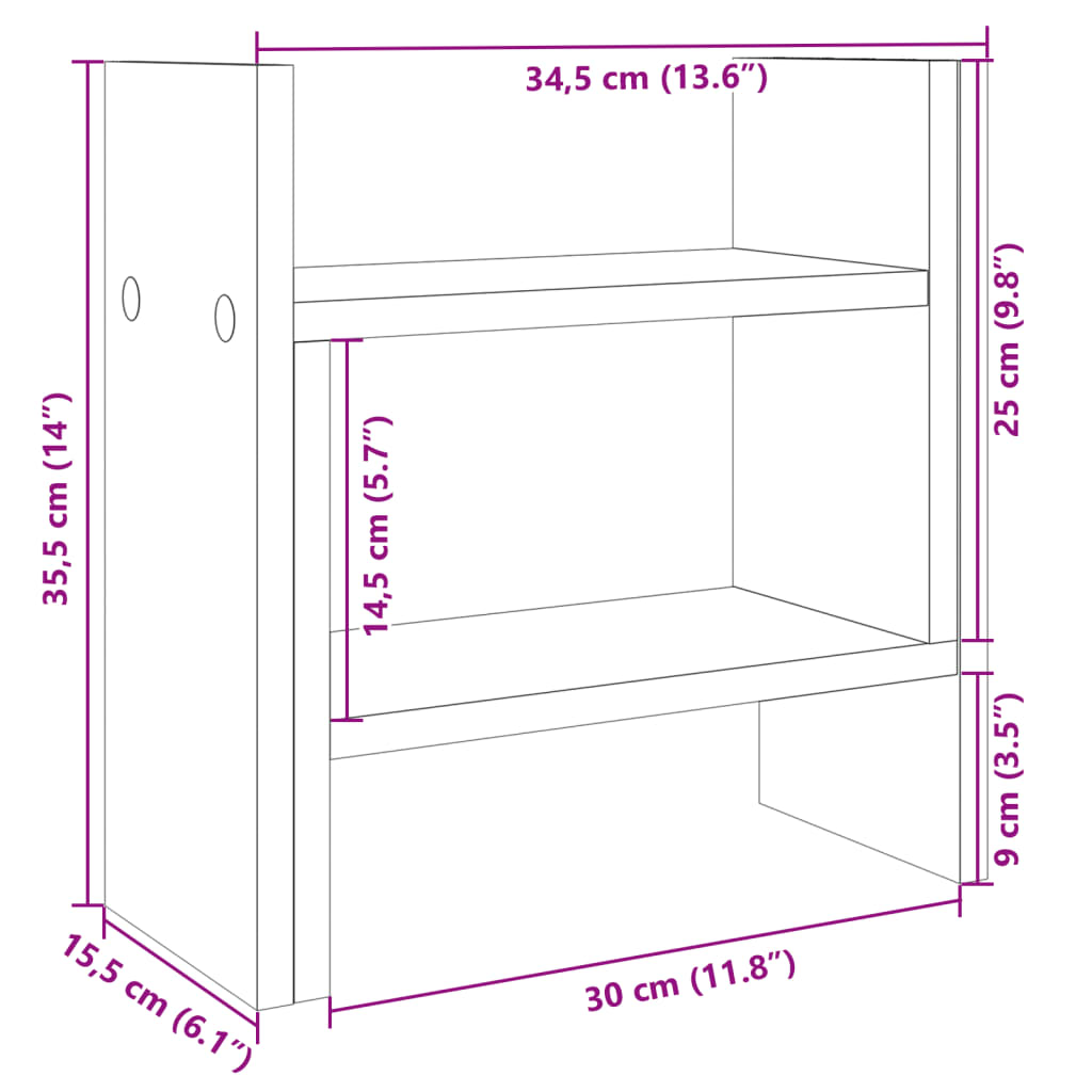 Stolní Organizér Betonově Šedý 34,5 X 15,5 X 35,5 Cm Kompozit