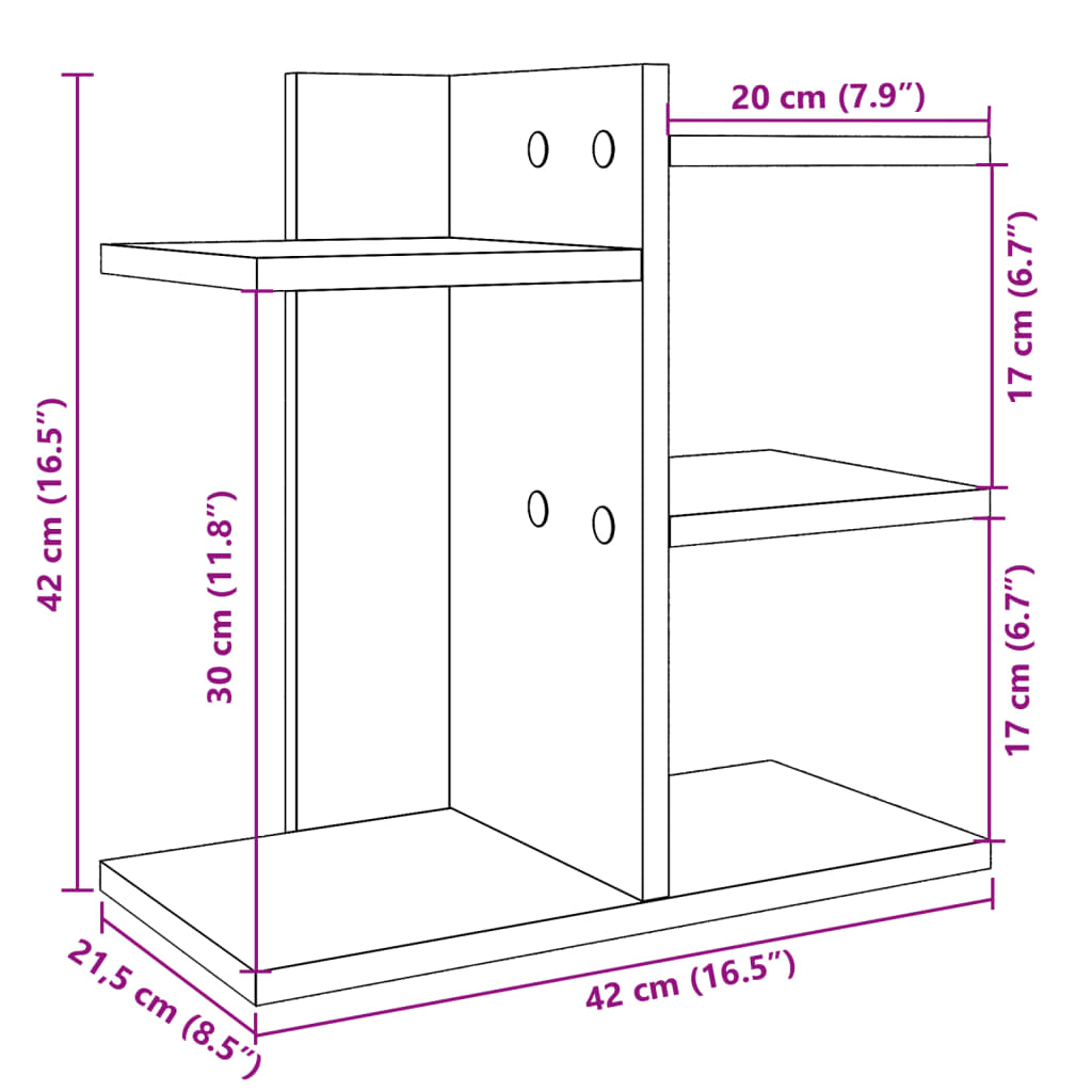Stolní Organizér 42 X 21,5 X 42 Cm Kompozitní Dřevo