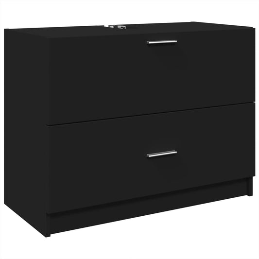 Skříňka Pod Umyvadlo Černá 78 X 37 X 59 Cm Kompozitní Dřevo