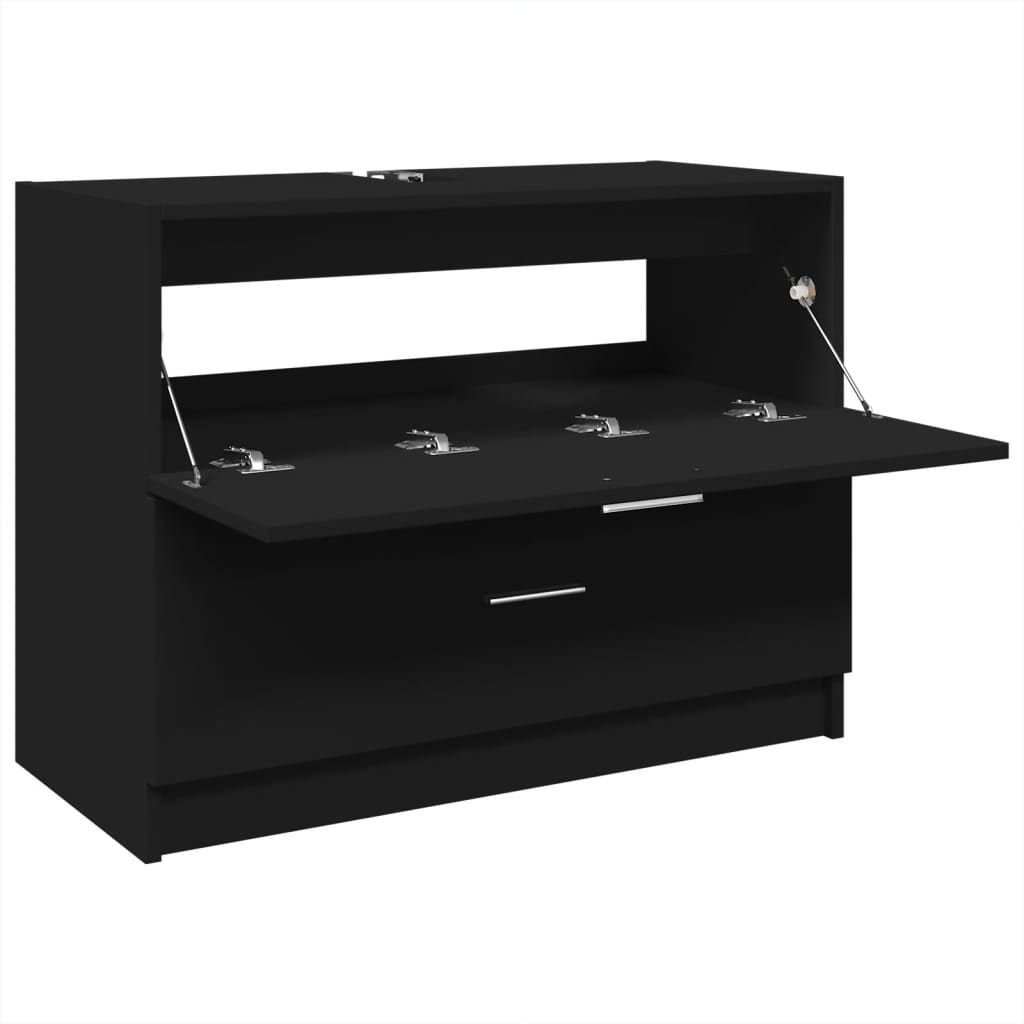Skříňka Pod Umyvadlo Černá 78 X 37 X 59 Cm Kompozitní Dřevo