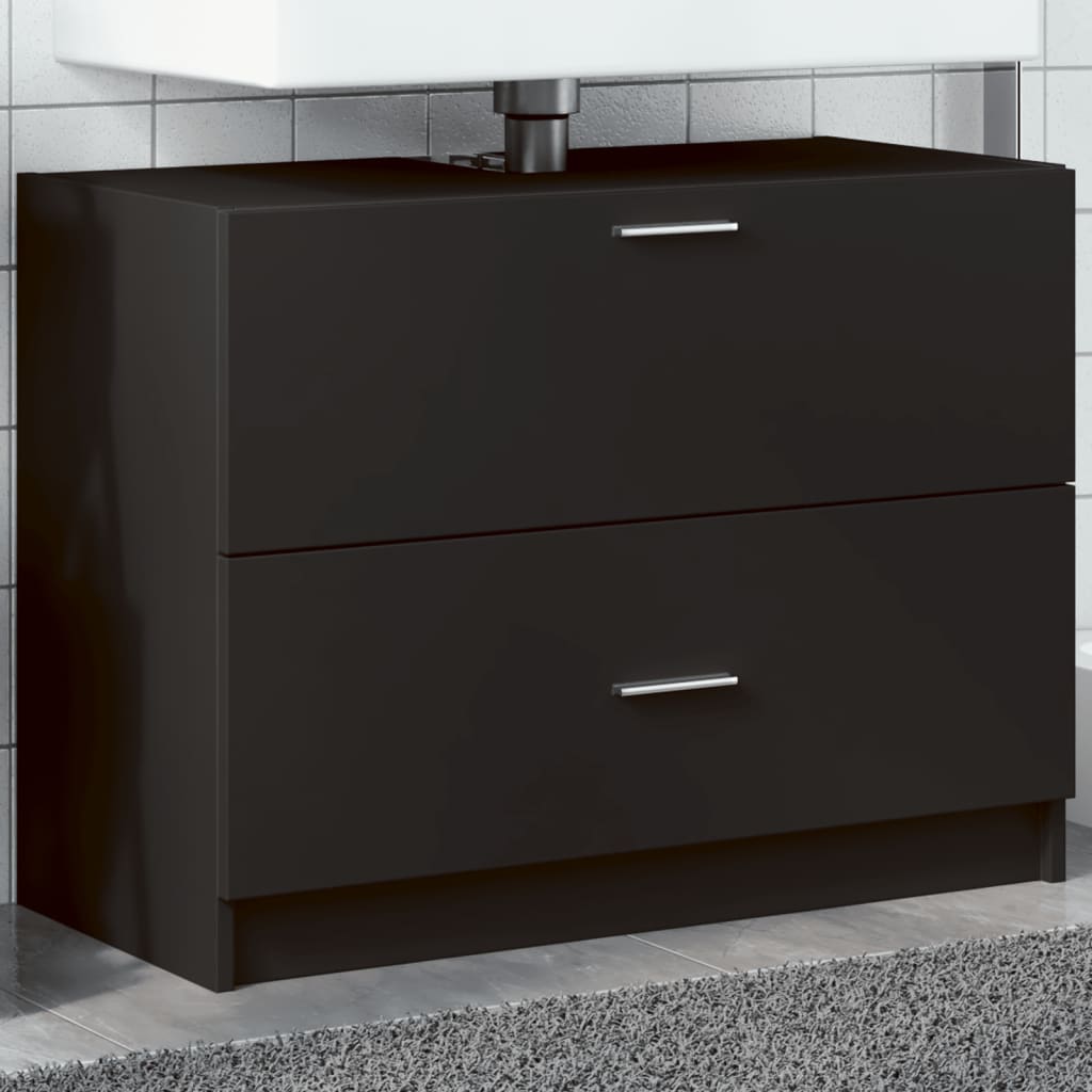 Skříňka Pod Umyvadlo Černá 78 X 37 X 59 Cm Kompozitní Dřevo
