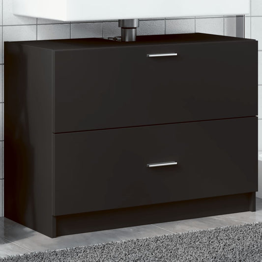 Skříňka Pod Umyvadlo Černá 78 X 37 X 59 Cm Kompozitní Dřevo