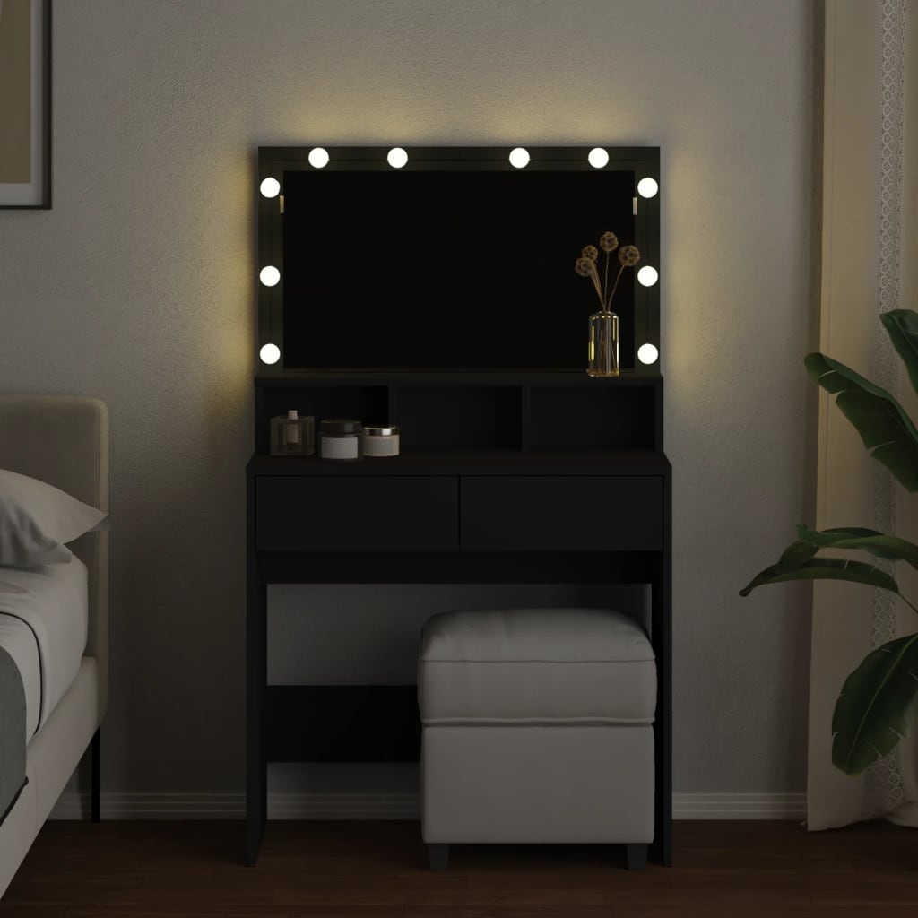 Toaletní Stolek S Led Černý 80 X 41 X 134,5 Cm