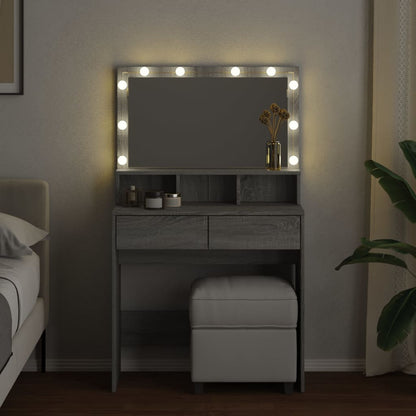 Toaletní Stolek S Led Šedý Sonoma 80 X 41 X 134,5 Cm
