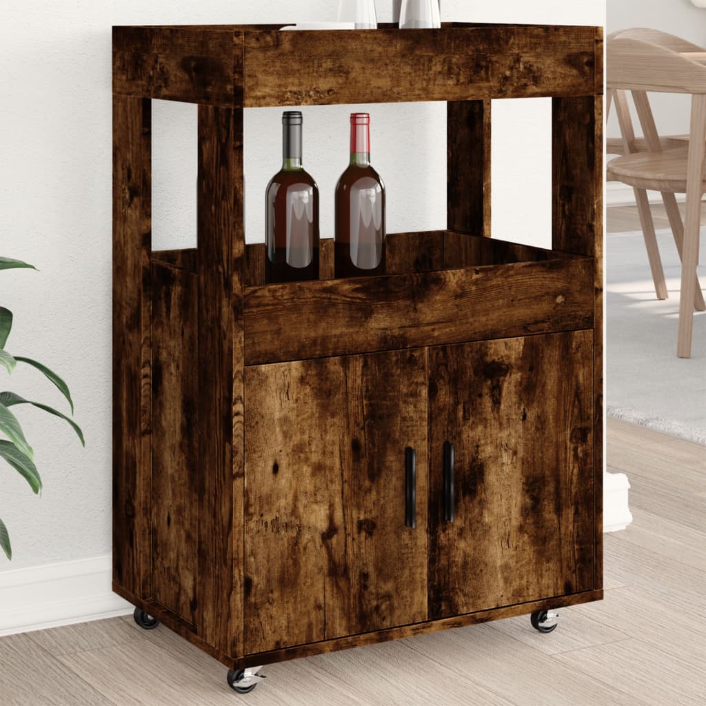 Barový Vozík Kouřový Dub 60 X 39,5 X 89 Cm Kompozitní Dřevo