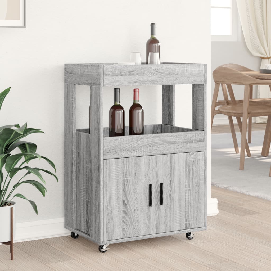Barový Vozík Šedý Sonoma 60 X 39,5 X 89 Cm Kompozitní Dřevo