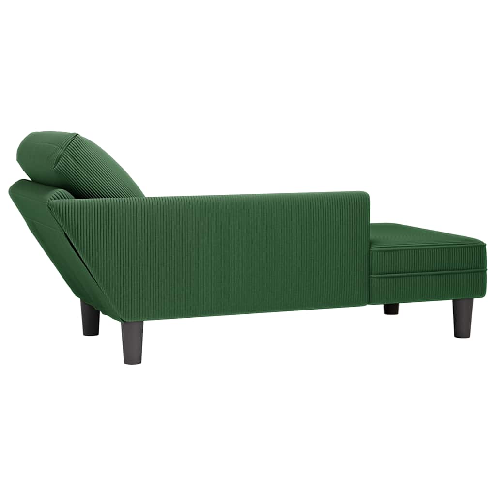 Lenoška S Polštářem Tmavě Zelená Manšestr Textil