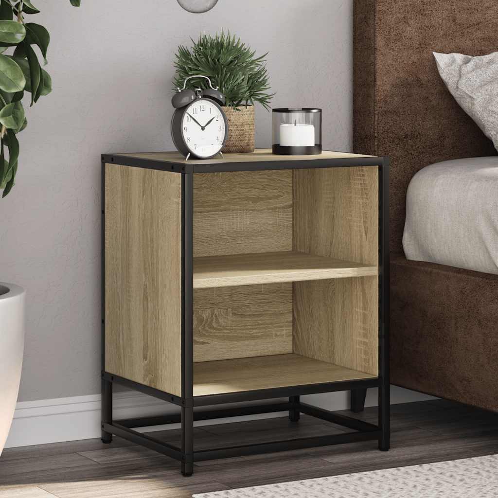 Noční Stolky 2 Ks 40X31X50 Cm Kompozitní Dřevo A Kov