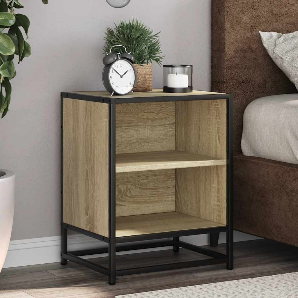 Noční Stolky 2 Ks 40X31X50 Cm Kompozitní Dřevo A Kov