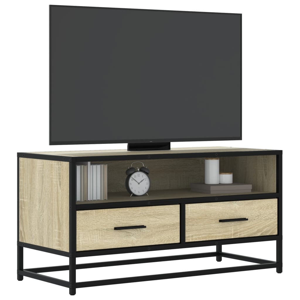 Tv Skříňka Šedá Sonoma 80 X 34,5 X 40 Cm Kompozitní Dřevo A Kov