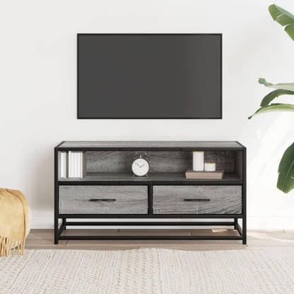 Tv Skříňka Šedá Sonoma 80 X 34,5 X 40 Cm Kompozitní Dřevo A Kov