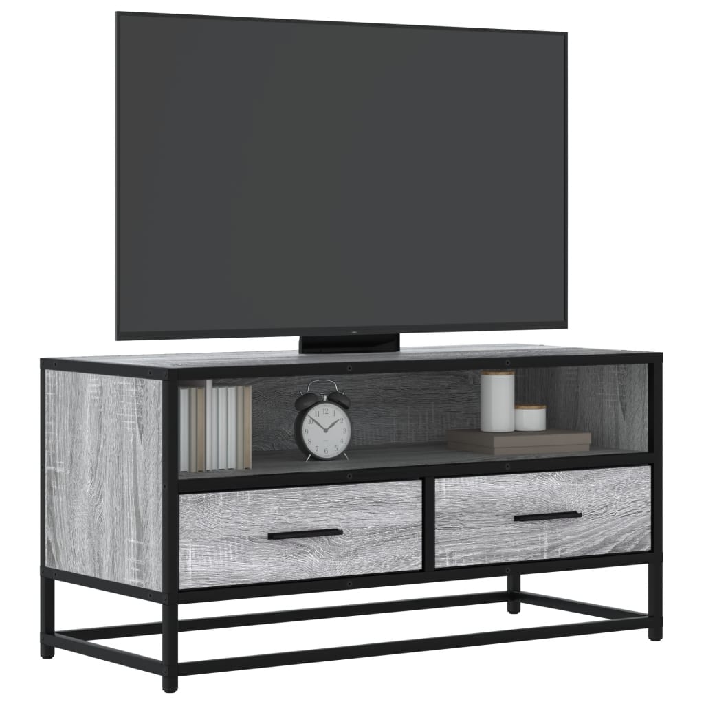 Tv Skříňka Šedá Sonoma 80 X 34,5 X 40 Cm Kompozitní Dřevo A Kov