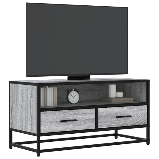 Tv Skříňka Šedá Sonoma 80 X 34,5 X 40 Cm Kompozitní Dřevo A Kov