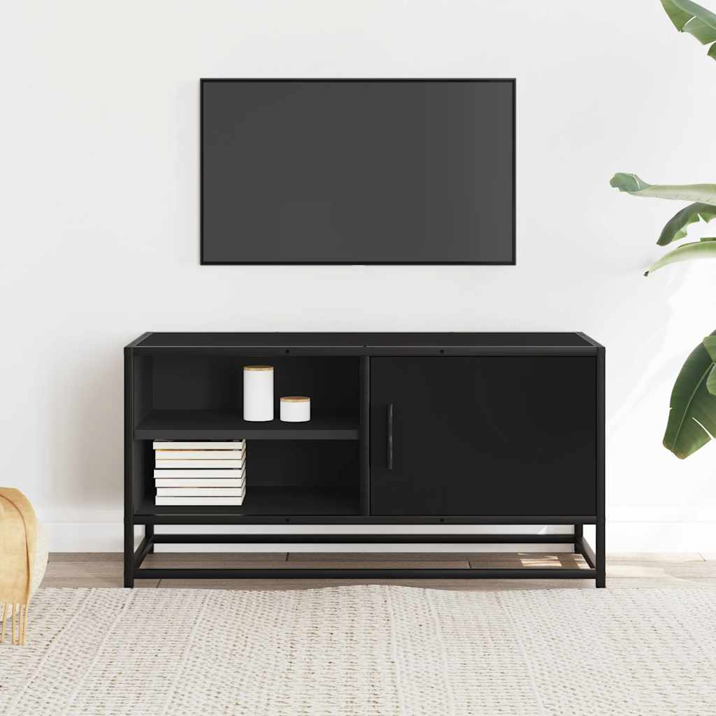 Tv Skříňka Černá 80 X 34,5 X 40 Cm Kompozitní Dřevo A Kov