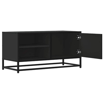 Tv Skříňka Černá 80 X 34,5 X 40 Cm Kompozitní Dřevo A Kov