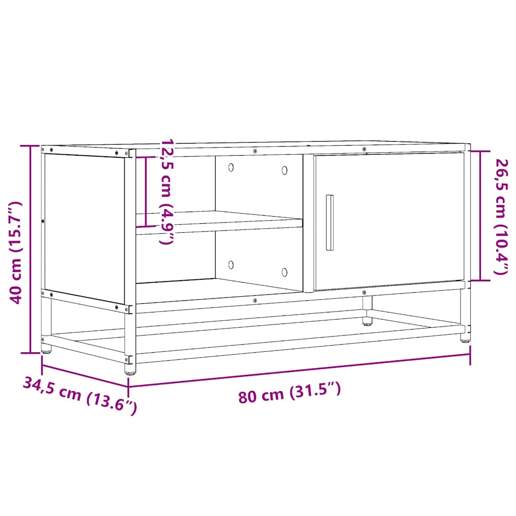 Tv Skříňka Černá 80 X 34,5 X 40 Cm Kompozitní Dřevo A Kov