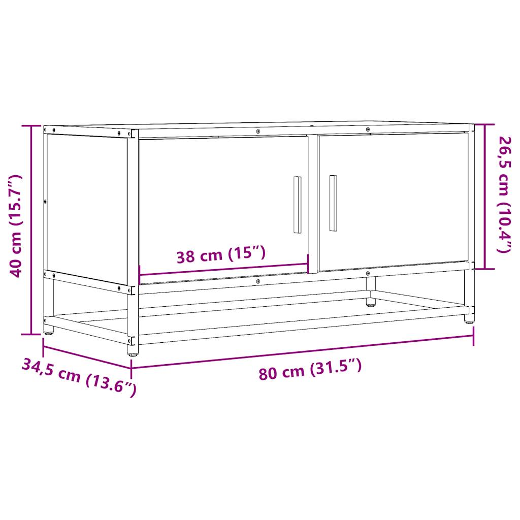 Tv Skříňka 80 X 34,5 X 40 Cm Kompozitní Dřevo A Kov