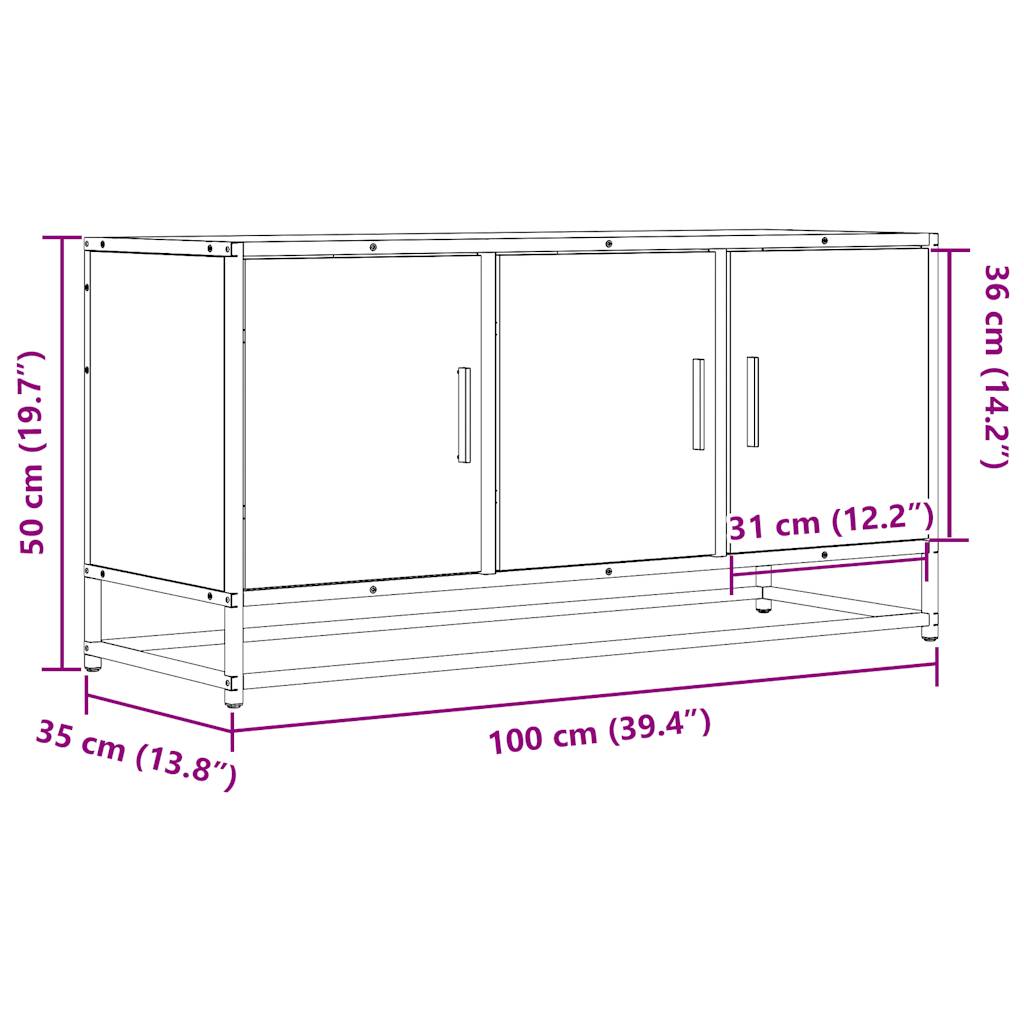 Tv Skříňka 100 X 35 X 50 Cm Kompozitní Dřevo A Kov