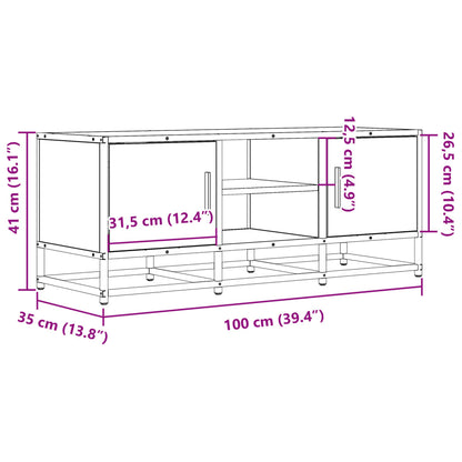 Tv Skříňka 100 X 35 X 41 Cm Kompozitní Dřevo A Kov