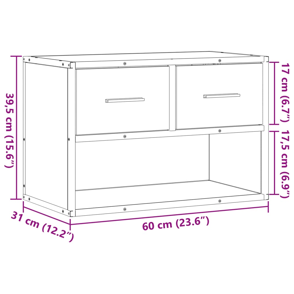 Tv Skříňka 60 X 31 X 39,5 Cm Kompozitní Dřevo A Kov