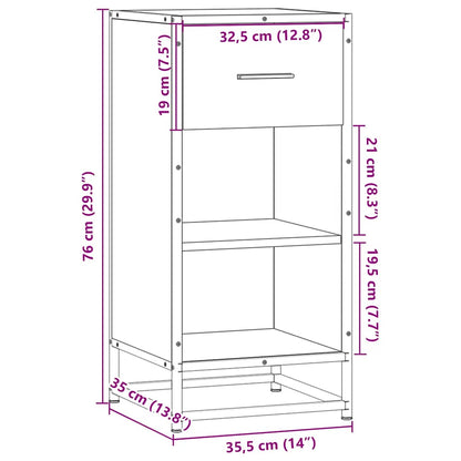 Příborník 35,5 X 35 X 76 Cm Kompozitní Dřevo A Kov