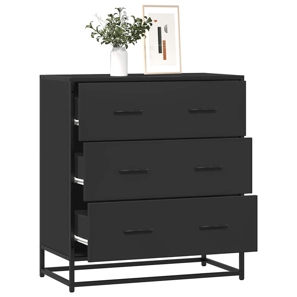 Příborník Černý 68 X 35 X 76 Cm Kompozitní Dřevo A Kov