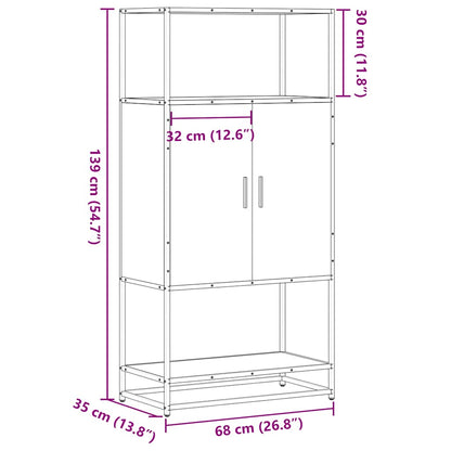 Skříň Highboard 68X35X139Cm Kompozitní Dřevo A Kov