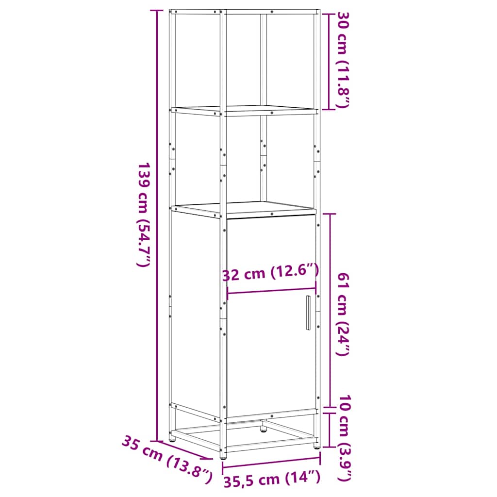 Skříň Highboard 35,5X35X139 Cm Kompozit A Kov