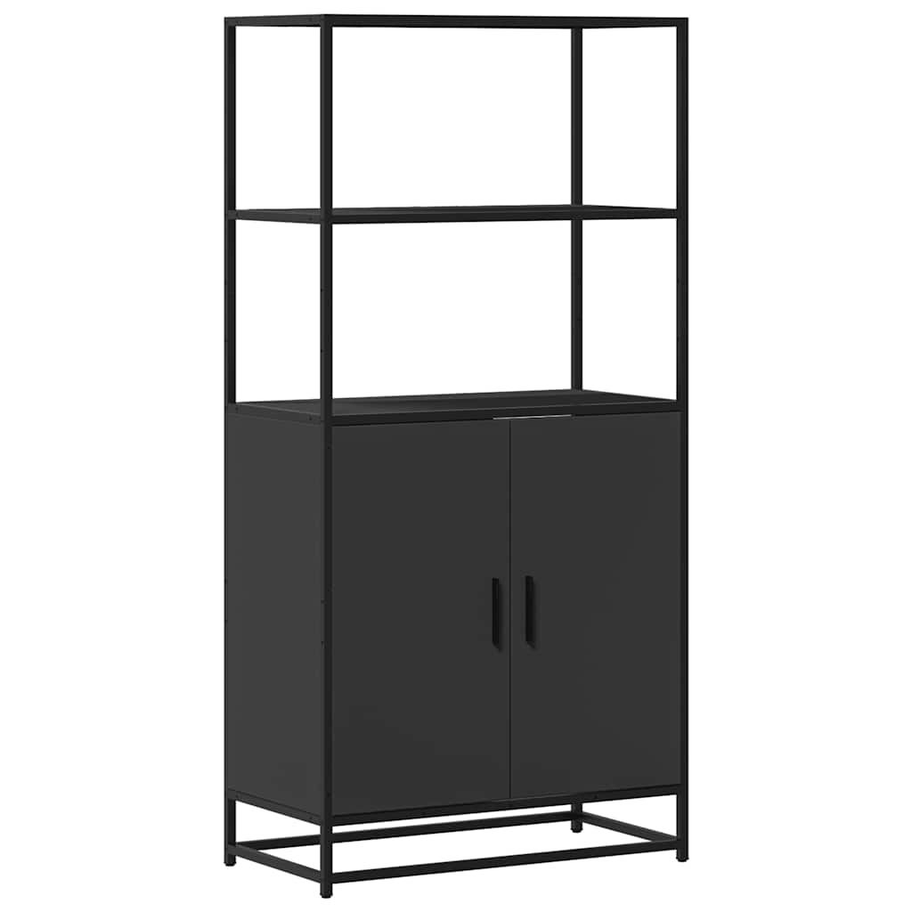 Skříň Highboard Černá 68 X 35 X 139 Cm Kompozitní Dřevo A Kov