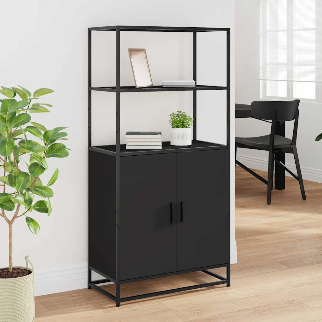 Skříň Highboard Černá 68 X 35 X 139 Cm Kompozitní Dřevo A Kov