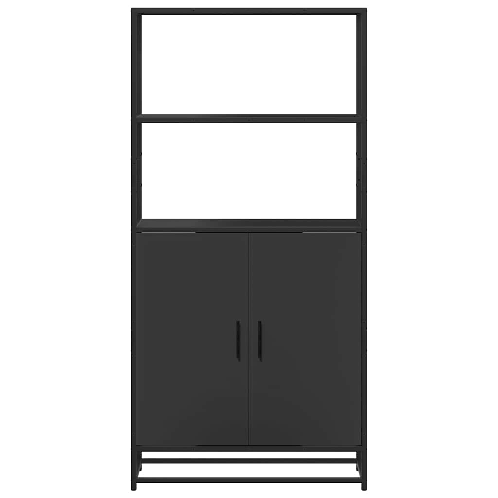Skříň Highboard Černá 68 X 35 X 139 Cm Kompozitní Dřevo A Kov