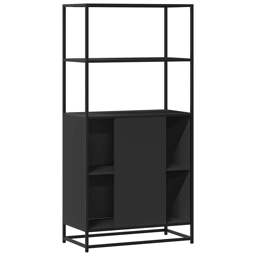 Skříň Highboard Černá 68 X 35 X 139 Cm Kompozitní Dřevo A Kov