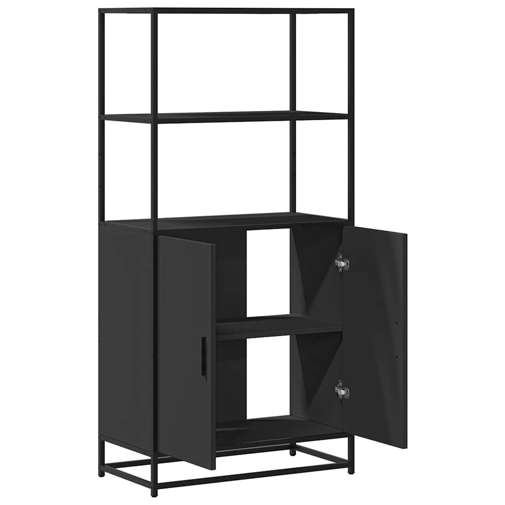 Skříň Highboard Černá 68 X 35 X 139 Cm Kompozitní Dřevo A Kov