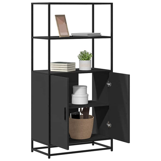 Skříň Highboard Černá 68 X 35 X 139 Cm Kompozitní Dřevo A Kov