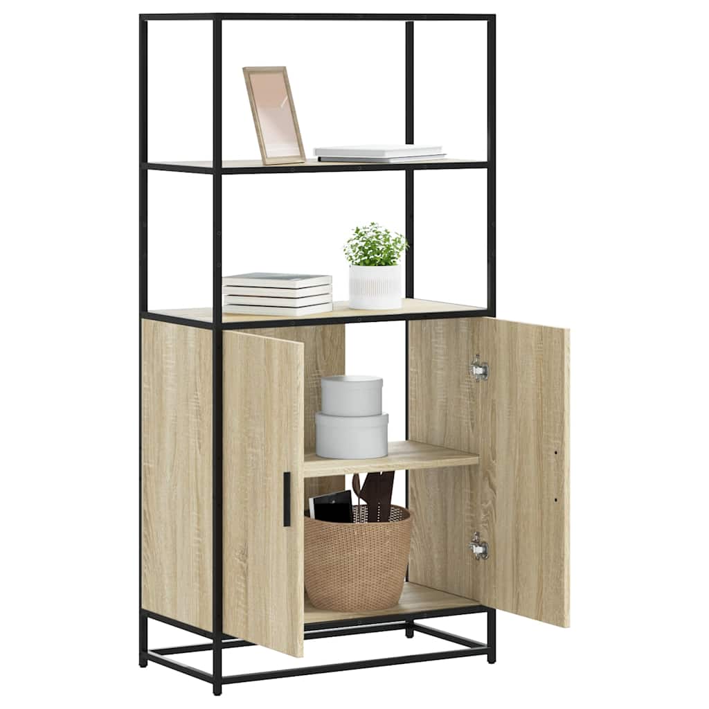 Skříň Highboard Černá 68 X 35 X 139 Cm Kompozitní Dřevo A Kov