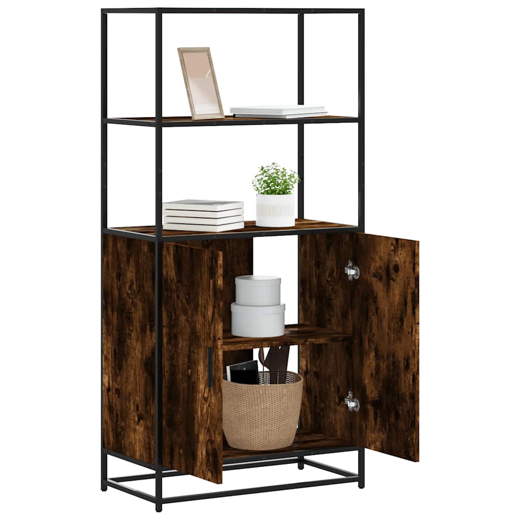 Skříň Highboard Černá 68 X 35 X 139 Cm Kompozitní Dřevo A Kov