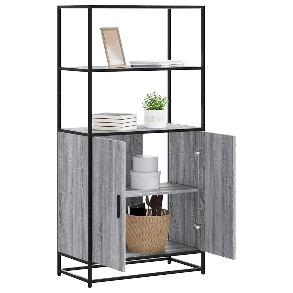 Skříň Highboard Černá 68 X 35 X 139 Cm Kompozitní Dřevo A Kov